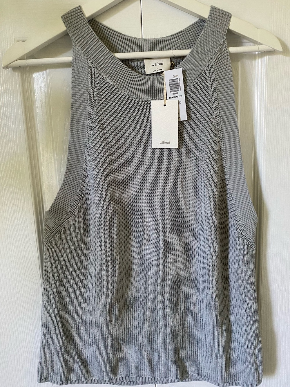 Aritzia Wilfred NWT New Halter knit tank in Pearl Grey Size Large